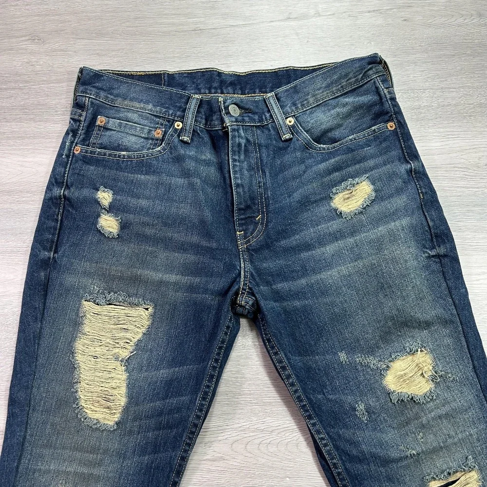 Levis 511 Jeans Mens 33x26 Blue Distressed Slim Fit‎ Denim Ripped Stretch Pants